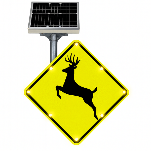 Solar-powered MUTCD LED warning sign